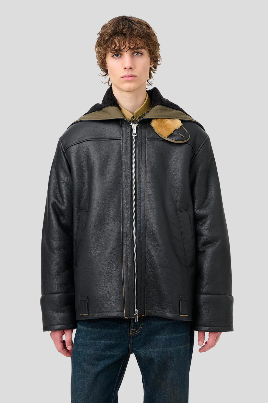 VESTE EN CUIR BLIZZARD NOIRE - Image 3