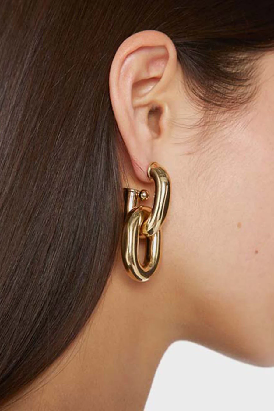 BOUCLES D'OREILLES DOUBLE XL LINK OR