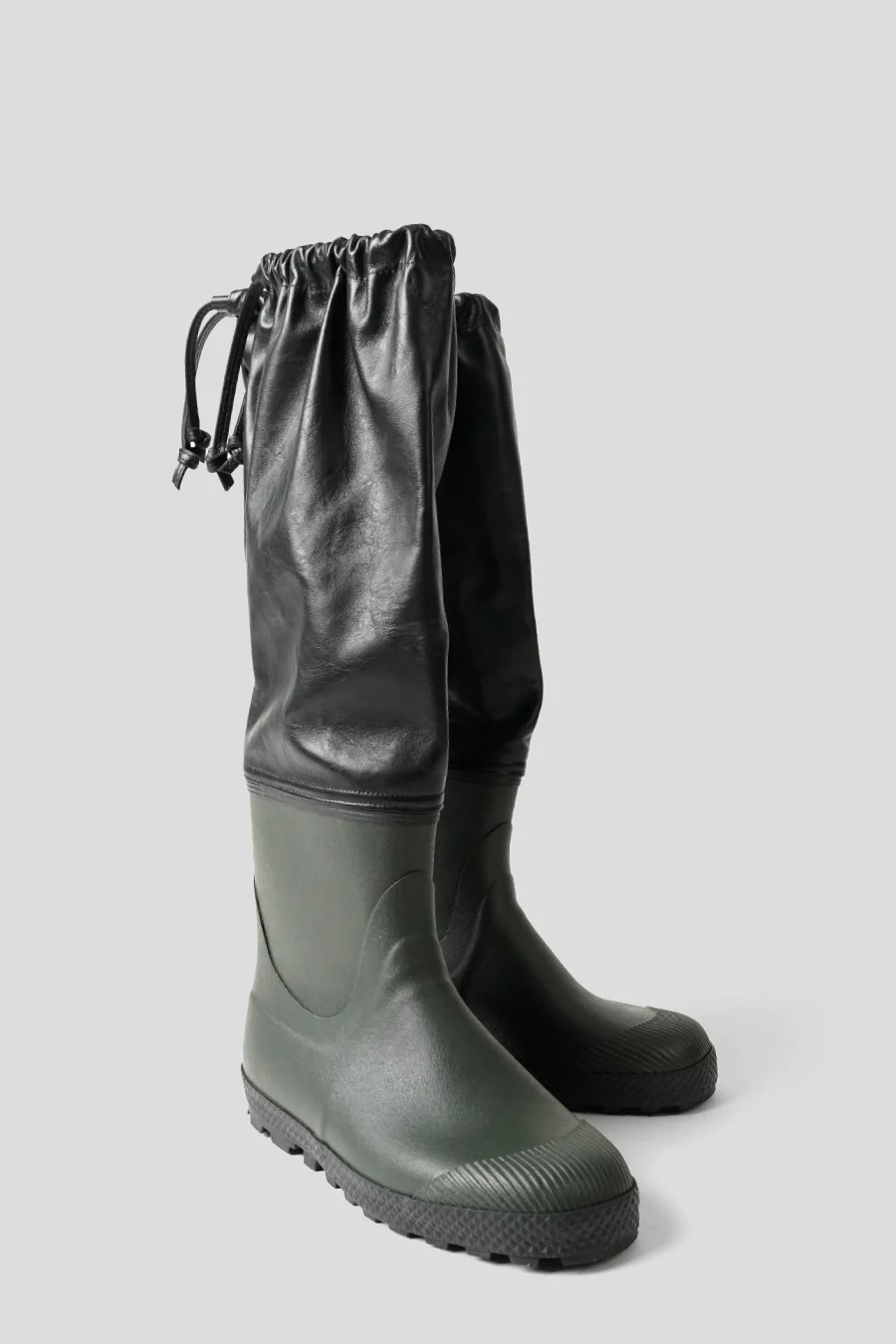 BOTTES DE PLUIES FARMER EN CUIR VERT FORET ET NOIRE - Image 2