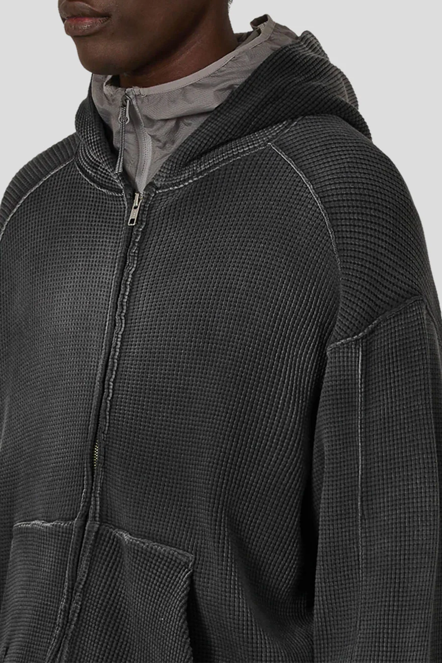 SWEAT À CAPUCHE ZIPPÉ GAUFRÉ BEE SUN NOIR - Image 3