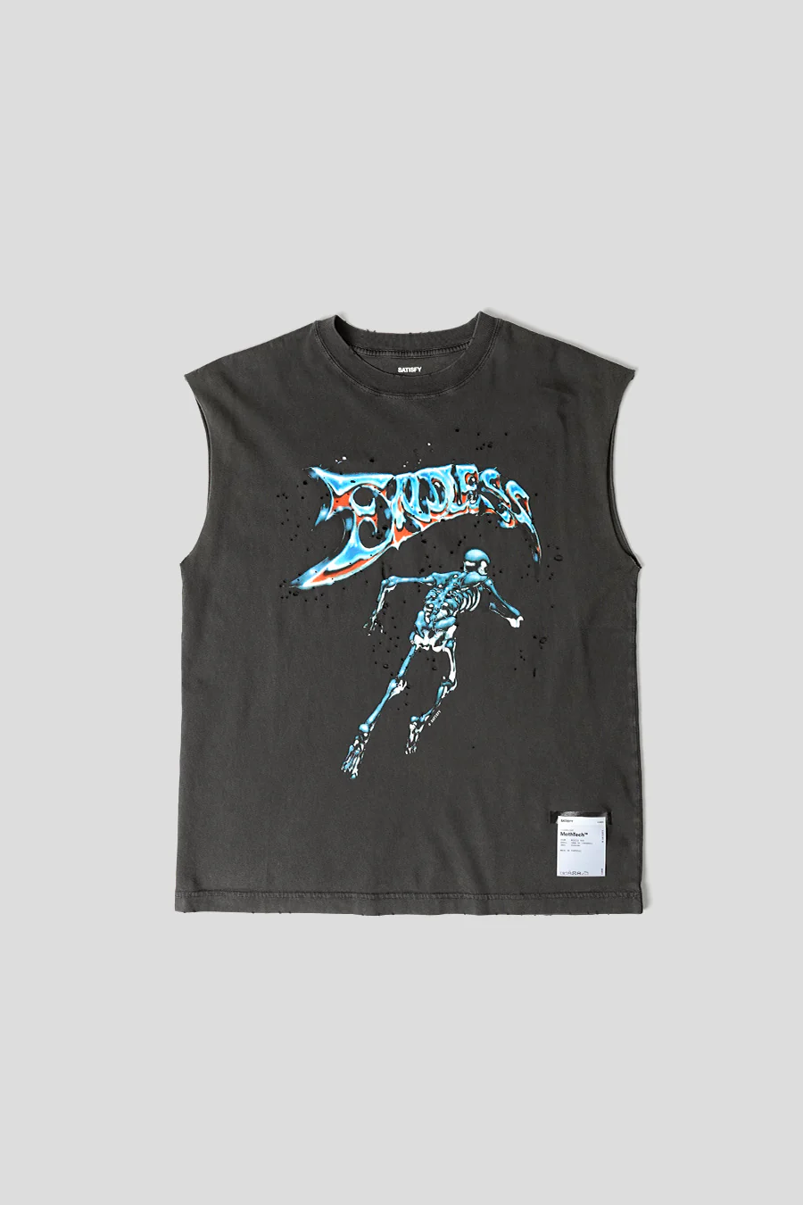 T-SHIRT SANS MANCHES MOTHTECH MUSCLE NOIR DÉLAVÉ