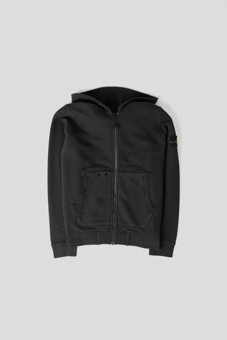 HOODIE ZIPPÉ DIAGONAL FLEECE 'OLD' EFFECT NOIR