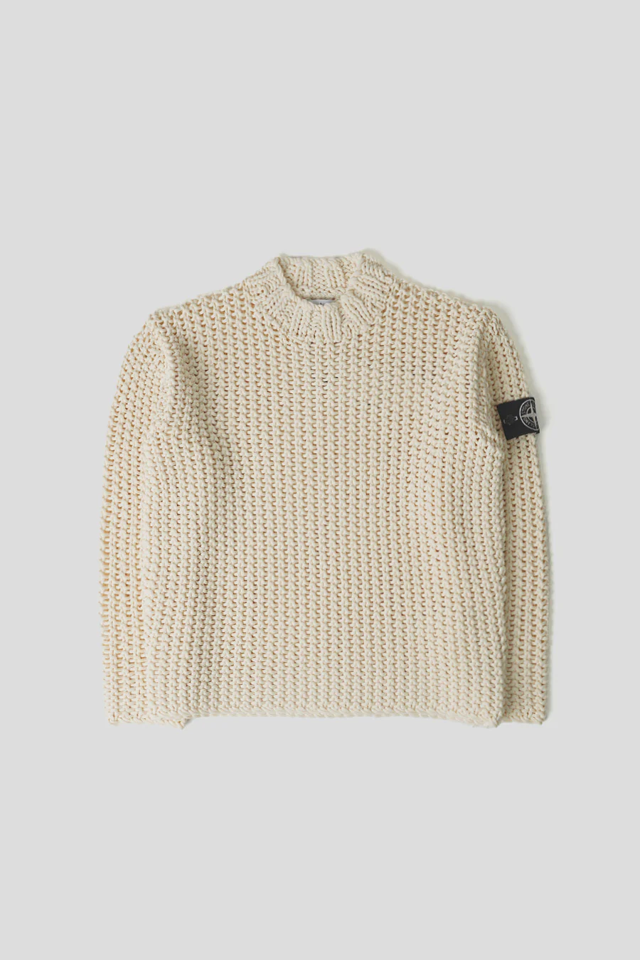 PULL TRICOTÉ UV-REACTIVE CHAIN STICH BLANC CASSÉ