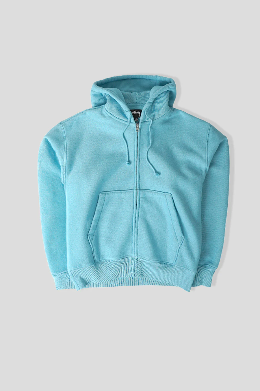 HOODIE ZIP CURSIVE APPLIQUE AQUA