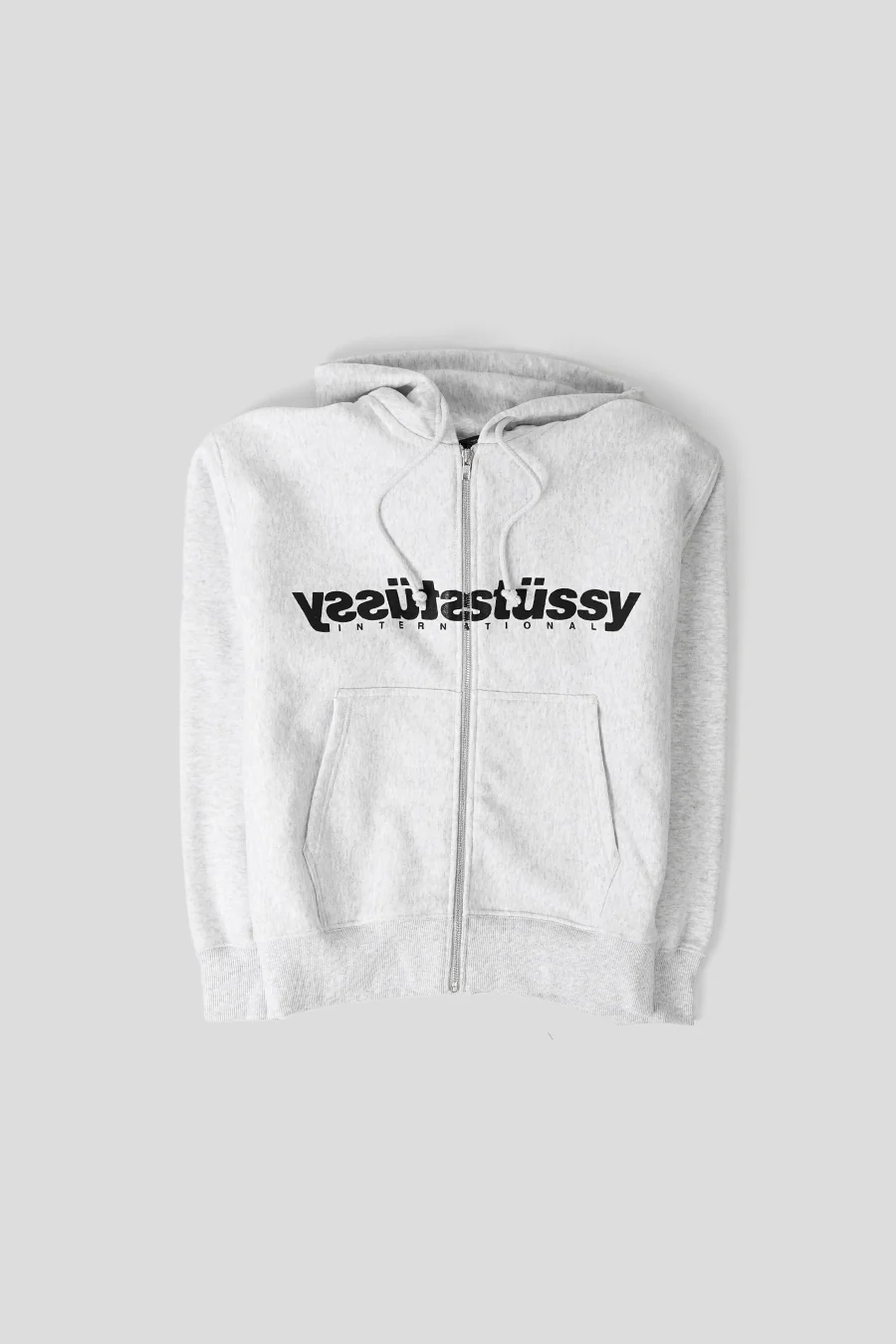 HOODIE ZIP MIRROR GRIS CHINÉ