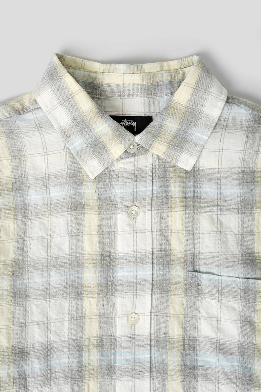 CHEMISE BEACH PLAID BLANC CASSÉE, JAUNE ET BLEU CLAIR - Image 2