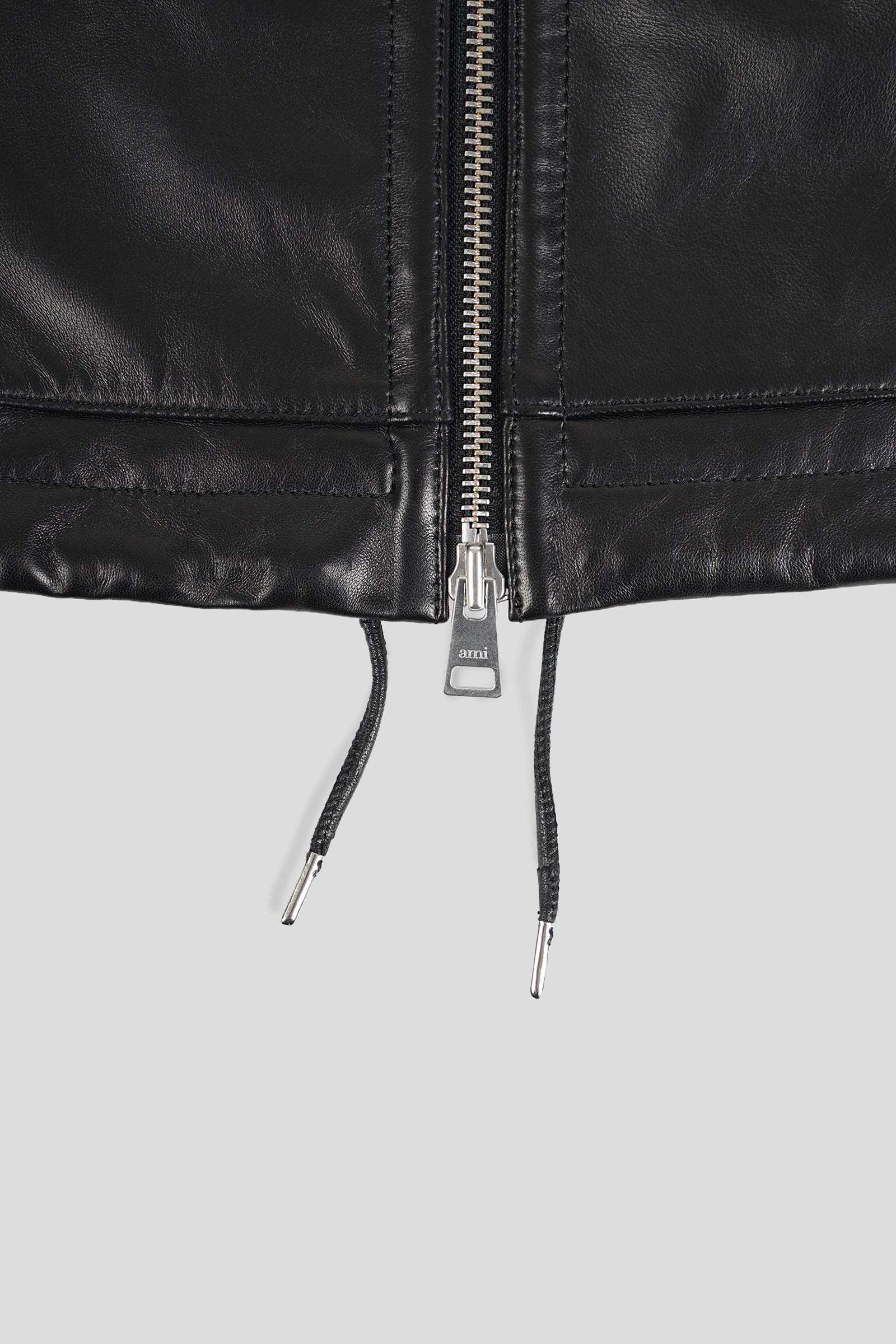 VESTE ZIPPÉ À CAPUCHE EN CUIR LISSE - Image 5